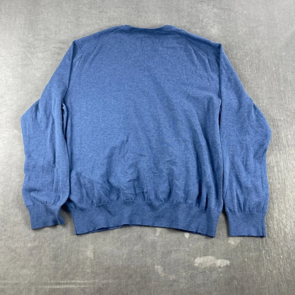 Polo Ralph Lauren Mens XL Blue Pima Cotton V-Neck Sweater Pony Logo